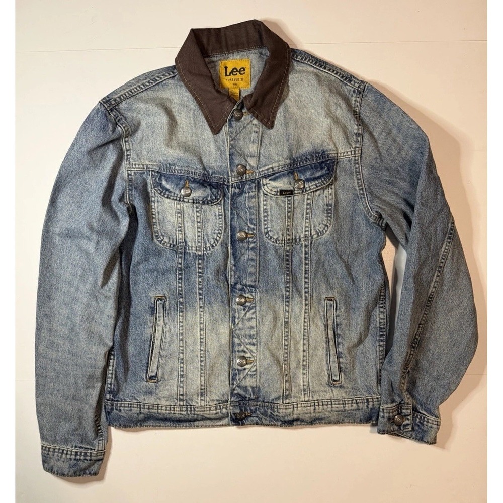 Lee x Forever 21 Storm rider Corduroy Collar Denim Trucker Jacket Size XL